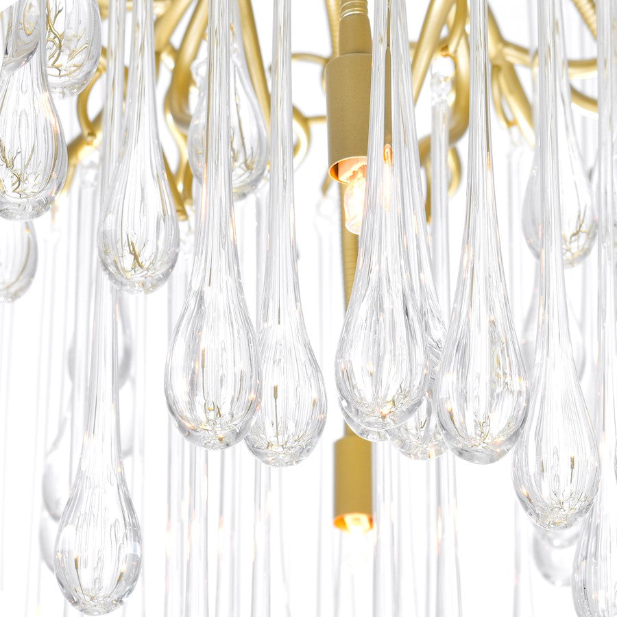 10 Light Down Chandelier, Gold Leaf