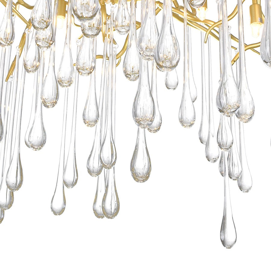 10 Light Down Chandelier, Gold Leaf