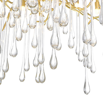 10 Light Down Chandelier, Gold Leaf