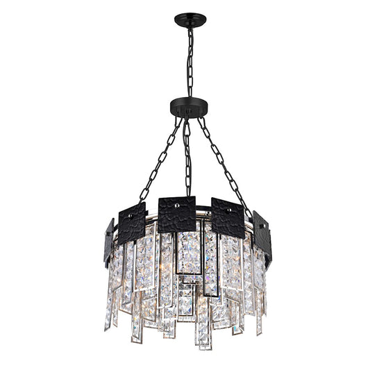 CWI Glacier 6 Light Down Chandelier, Polished Nickel/Black - 1099P16-6-613