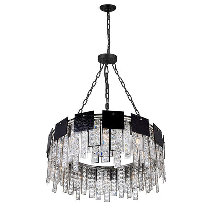 10 Light Down Chandelier, Polished Nickel