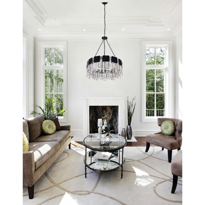 10 Light Down Chandelier, Polished Nickel