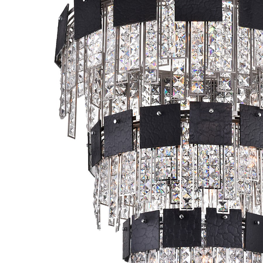 24 Light Down Chandelier, Polished Nickel