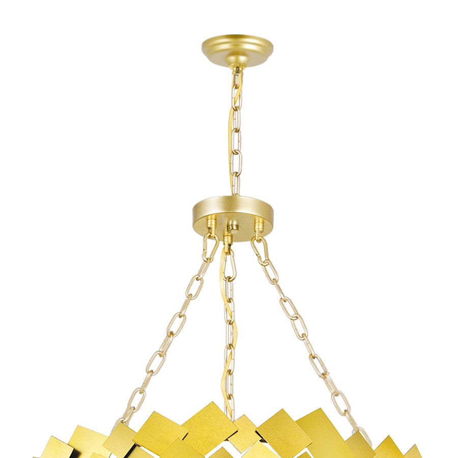 4 Light Down Chandelier, Medallion Gold