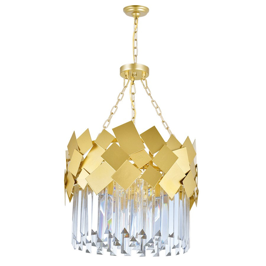 4 Light Down Chandelier, Medallion Gold