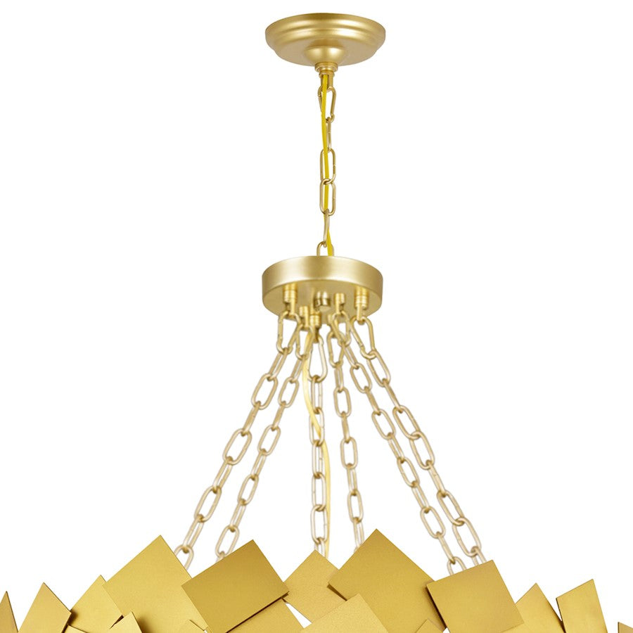 10 Light Down Chandelier, Medallion Gold