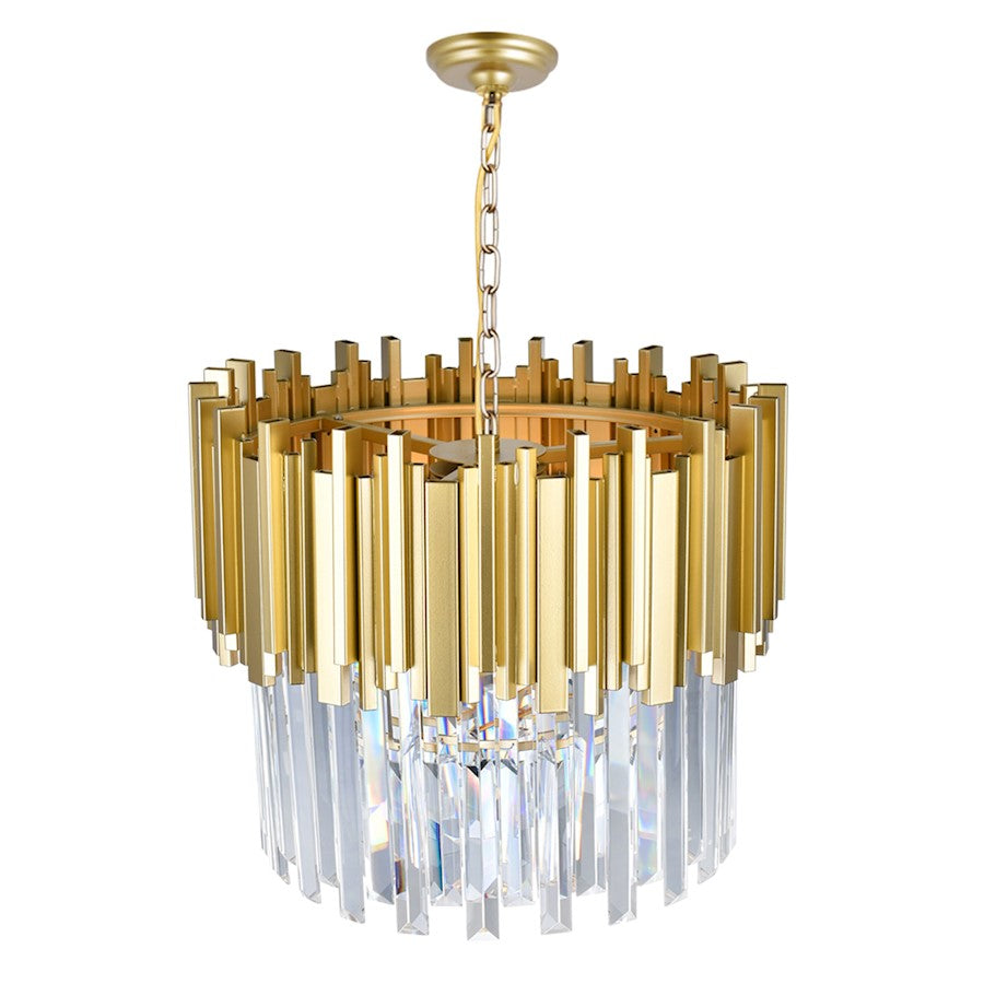 4 Light Down Chandelier, Medallion Gold