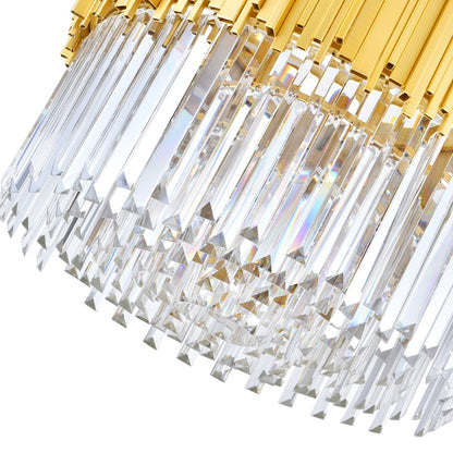 7 Light Down Chandelier, Medallion Gold