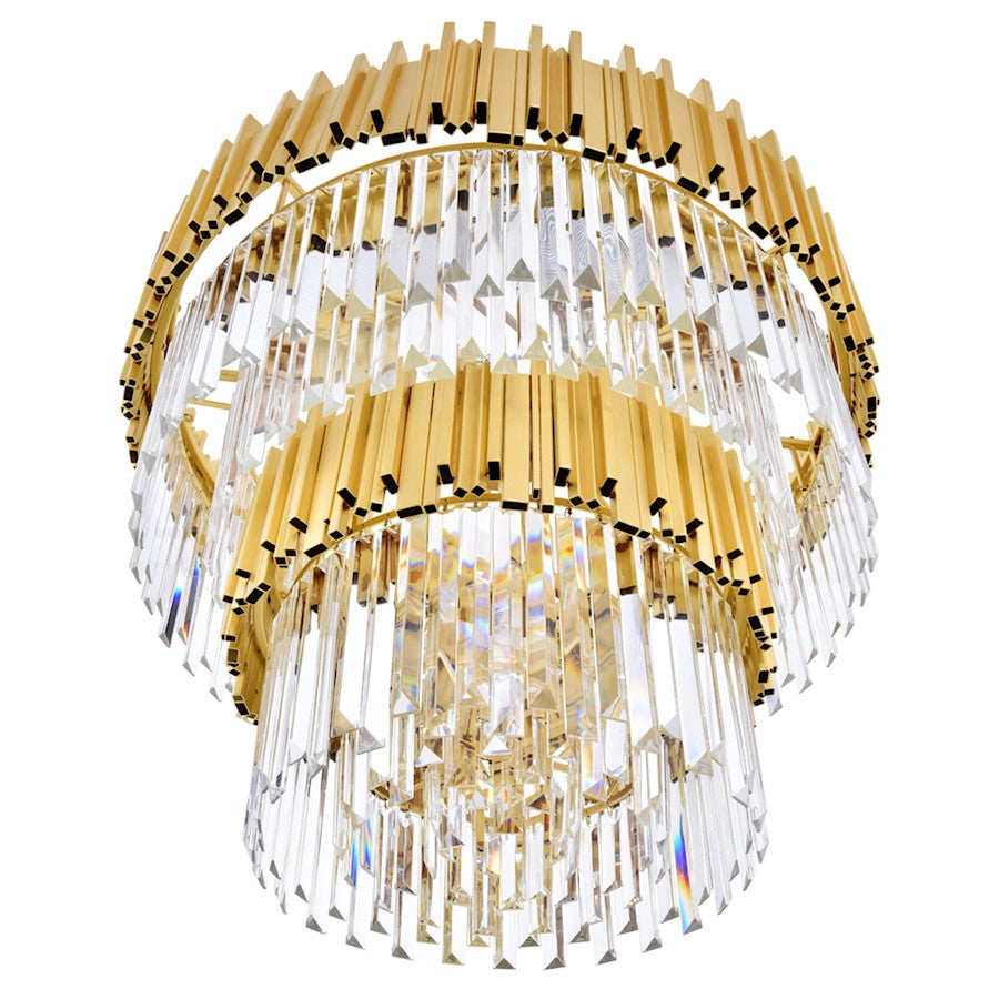 12 Light Down Chandelier, Medallion Gold