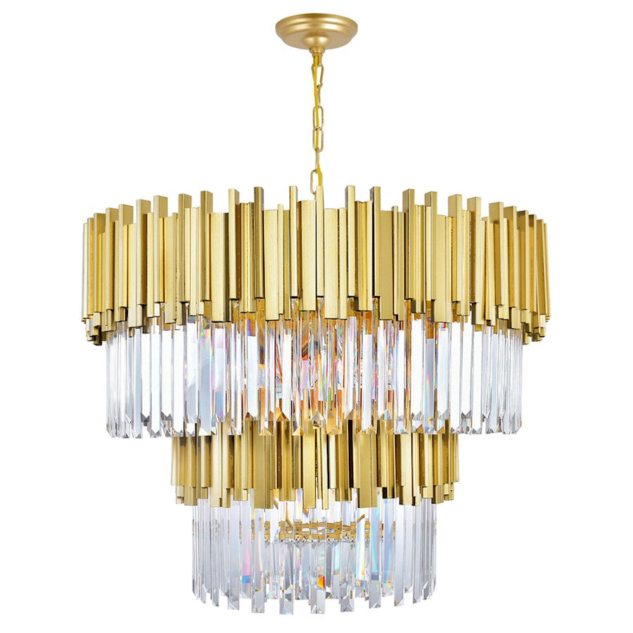 12 Light Down Chandelier, Medallion Gold