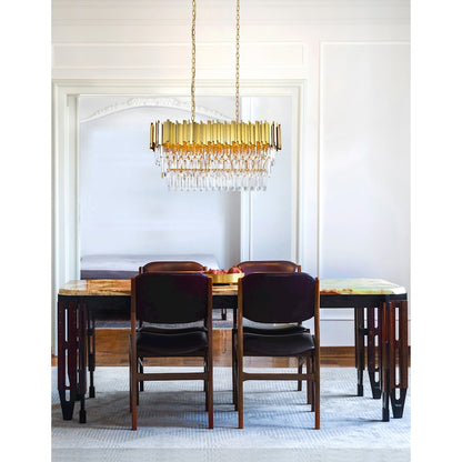 9 Light Chandelier, Medallion Gold