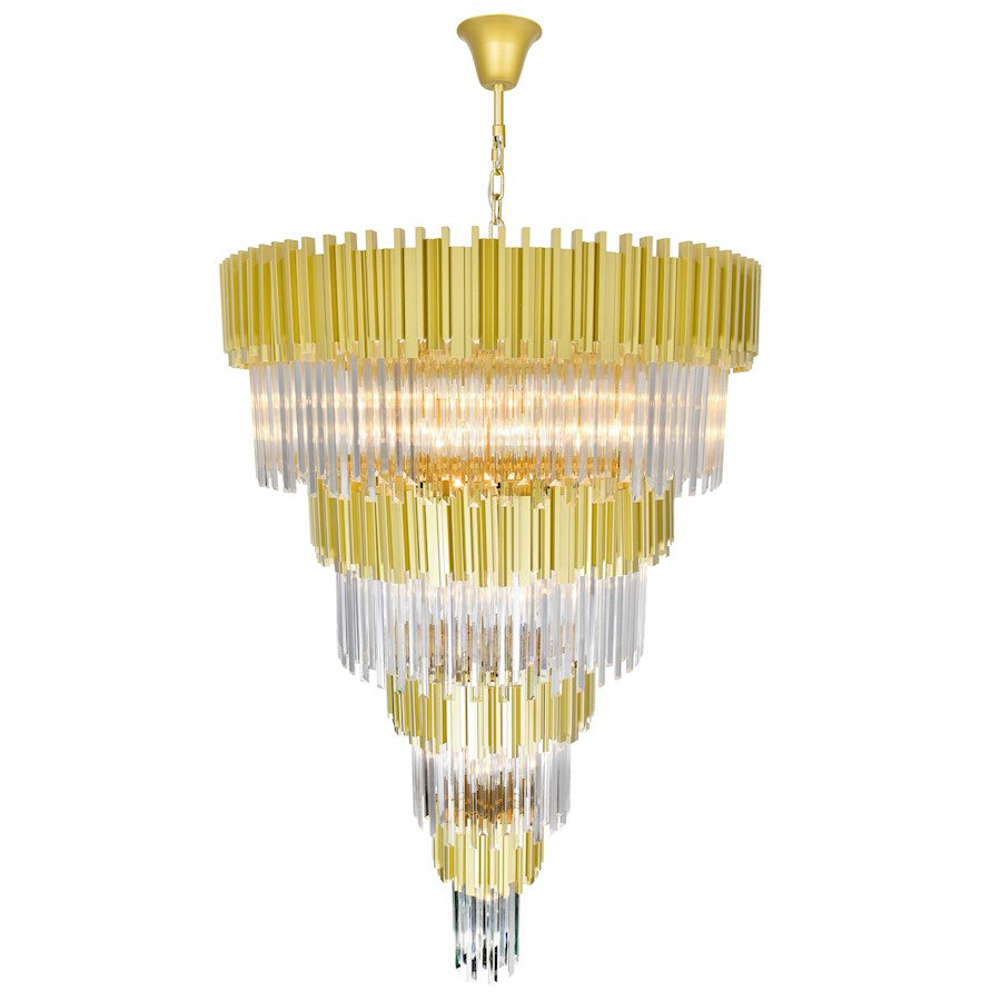 34 Light Down Chandelier, Medallion Gold