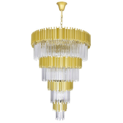 34 Light Down Chandelier, Medallion Gold