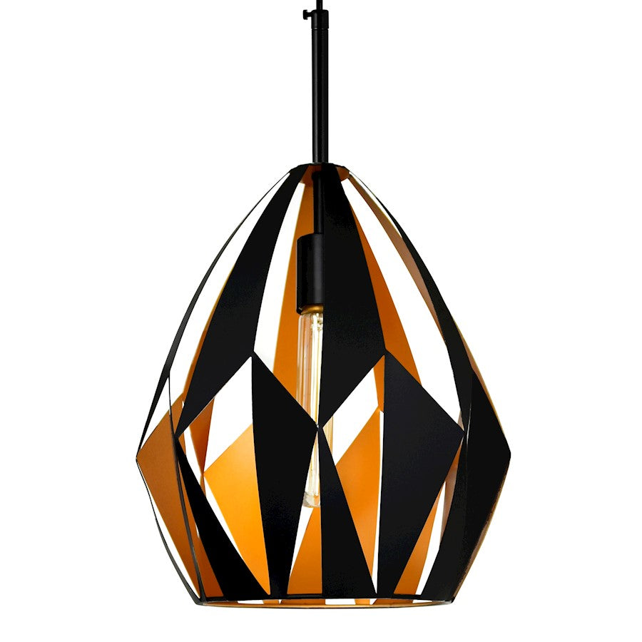 1 Light 12" Down Pendant, Black