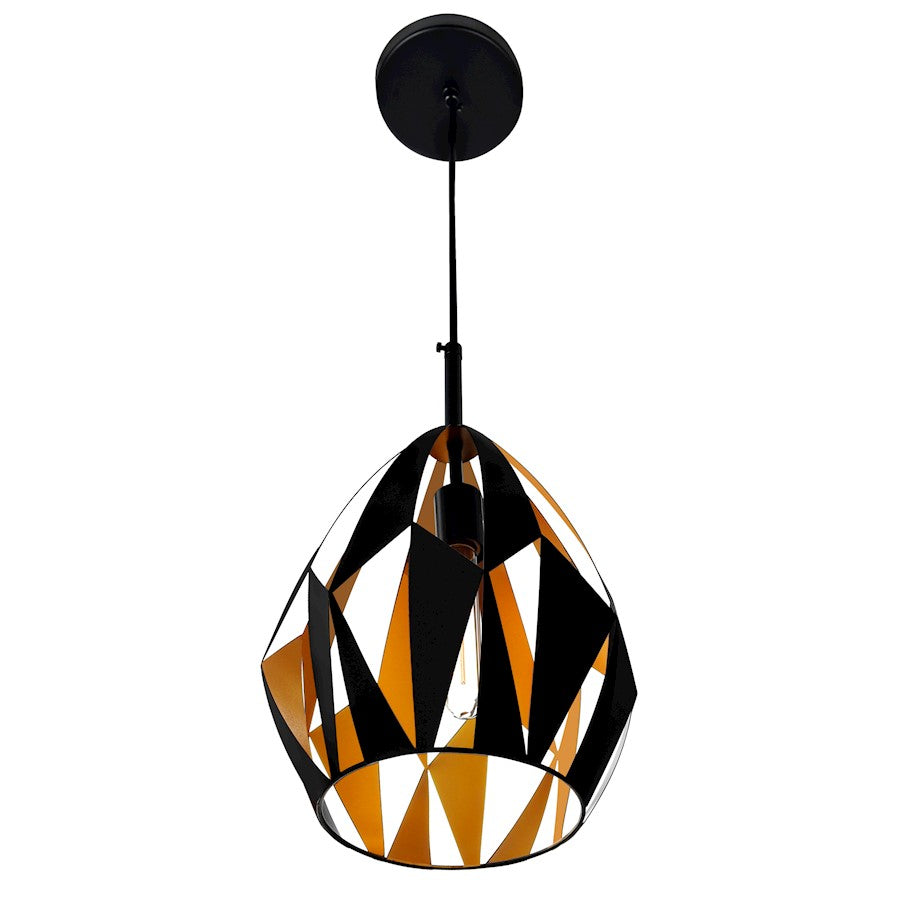 1 Light 12" Down Pendant, Black