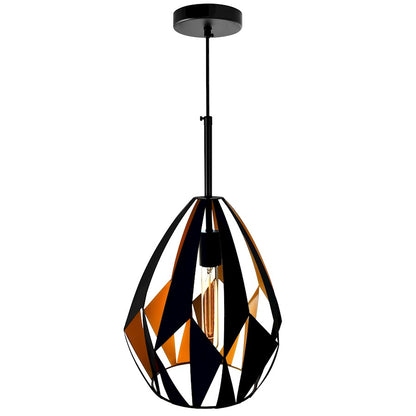 1 Light 12" Down Pendant, Black