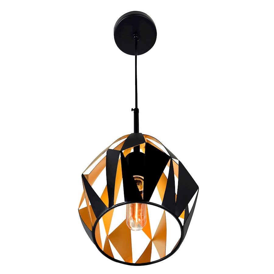 1 Light 16" Down Pendant, Black