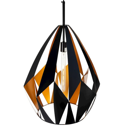 1 Light 20" Down Pendant, Black