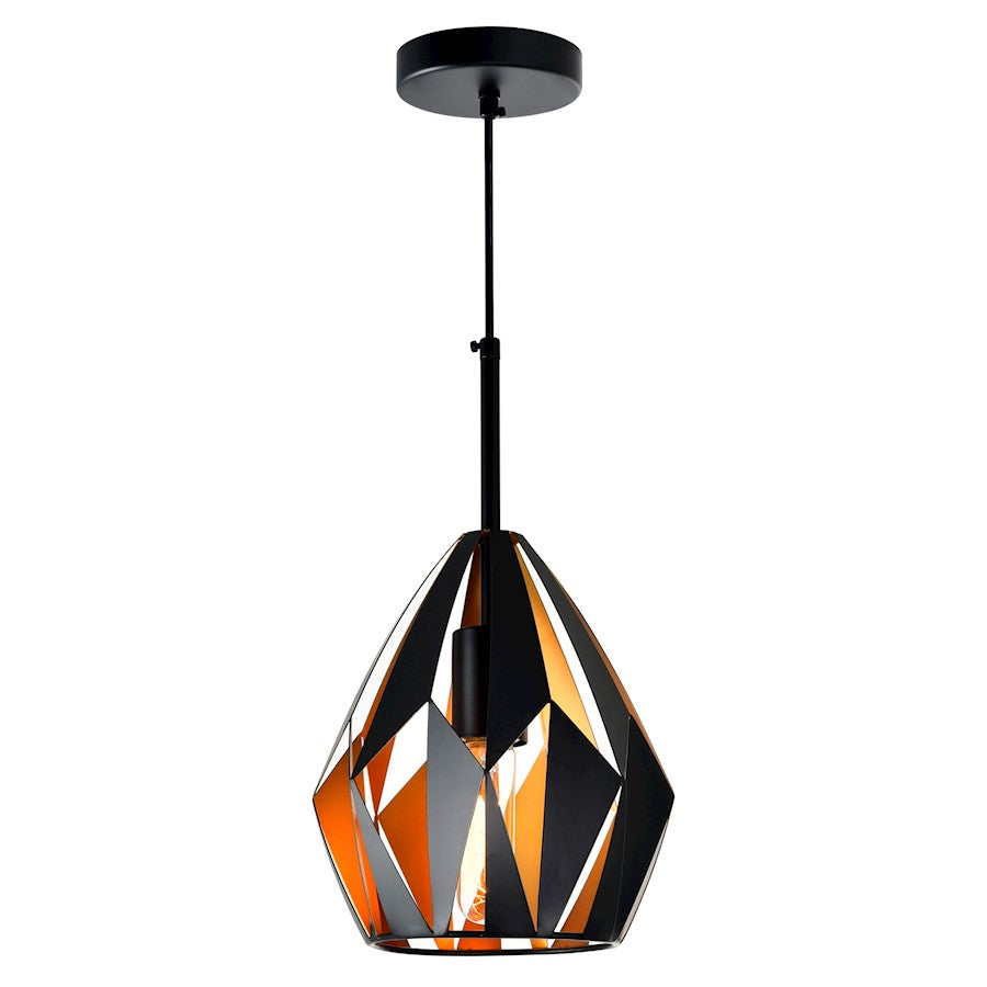 CWI Lighting Oxide 1 Light Down Mini Pendant, Black/Copper - 1114P8-1-271