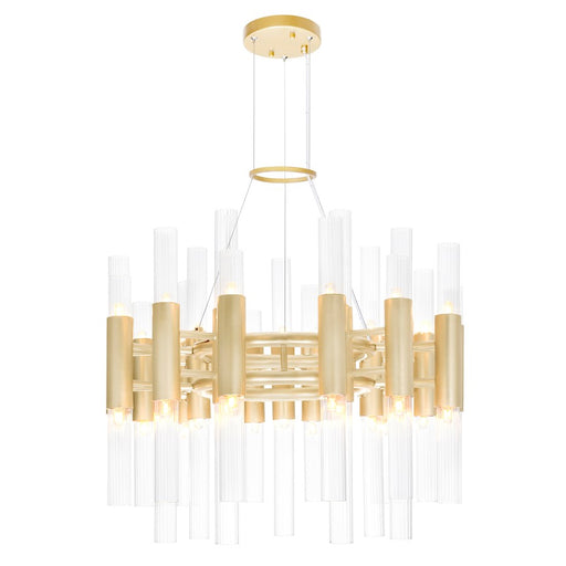 CWI Lighting Orgue 42 Light Down Chandelier, Satin Gold/Clear - 1120P20-42-602