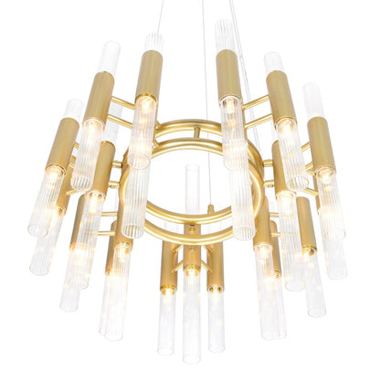 42 Light Down Chandelier, Satin Gold