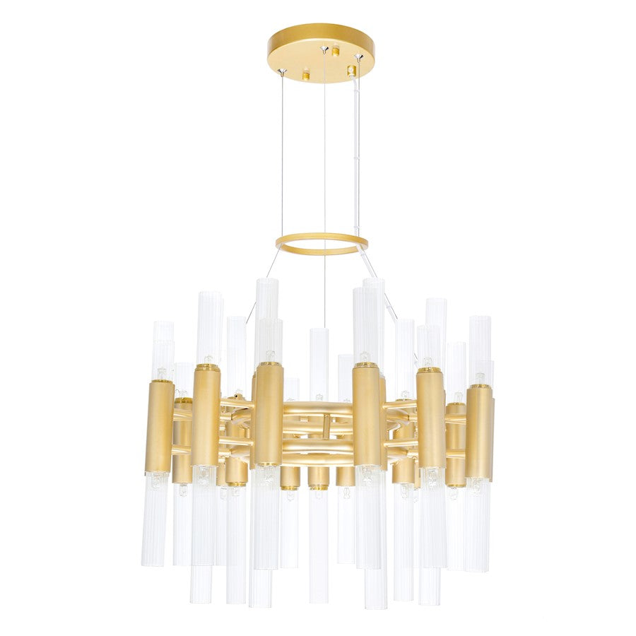 42 Light Down Chandelier, Satin Gold