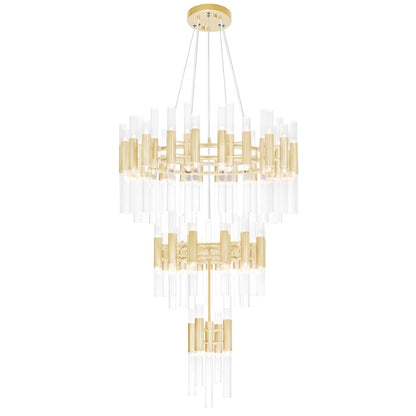 CWI Orgue 123 Light Down Chandelier, Satin Gold/Clear - 1120P32-123-602