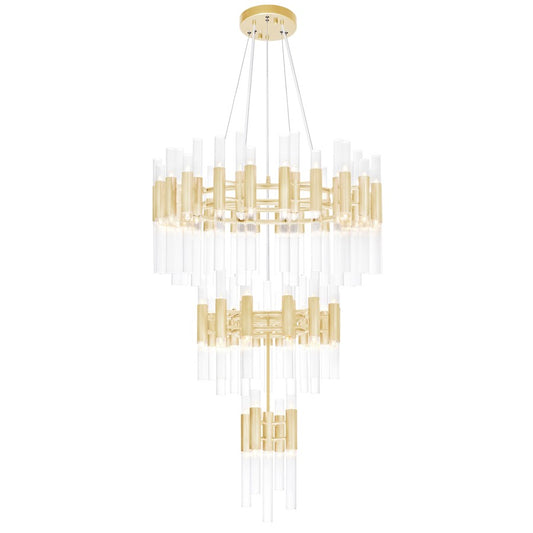 CWI Orgue 123 Light Down Chandelier, Satin Gold/Clear - 1120P32-123-602