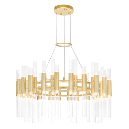 CWI Lighting Orgue 72-Lt 32" Down Chandelier, Satin Gold/Clear - 1120P32-72-602