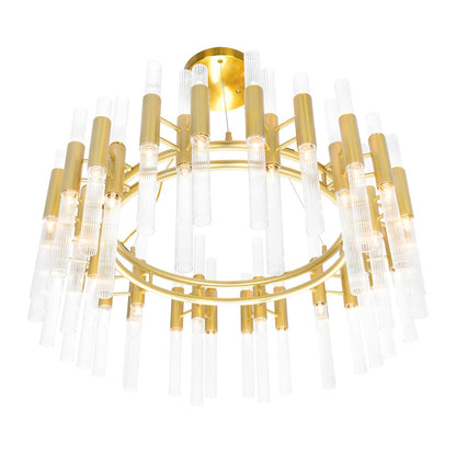 72-Light 32" Down Chandelier, Satin Gold