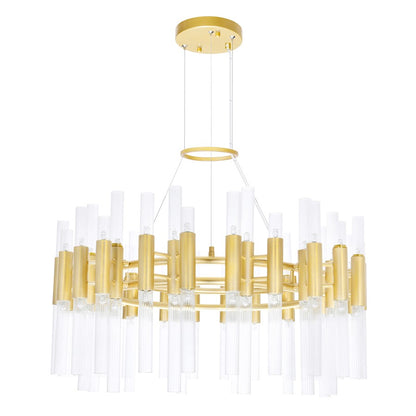 72-Light 32" Down Chandelier, Satin Gold