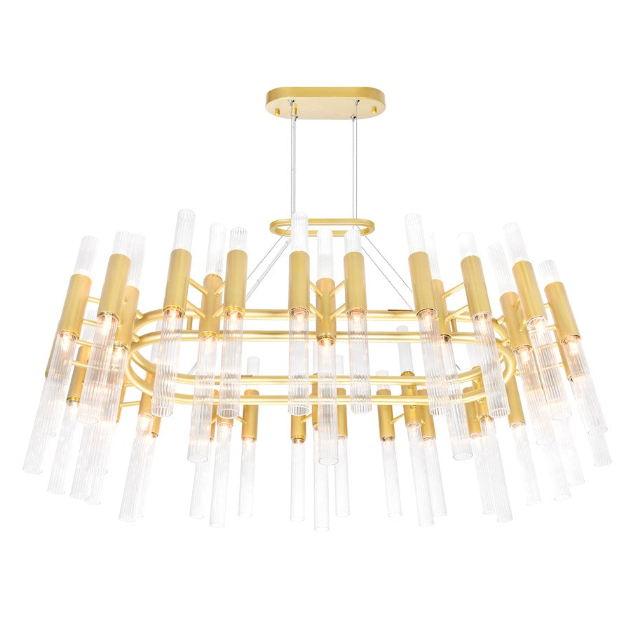 72-Light 39" Down Chandelier, Satin Gold