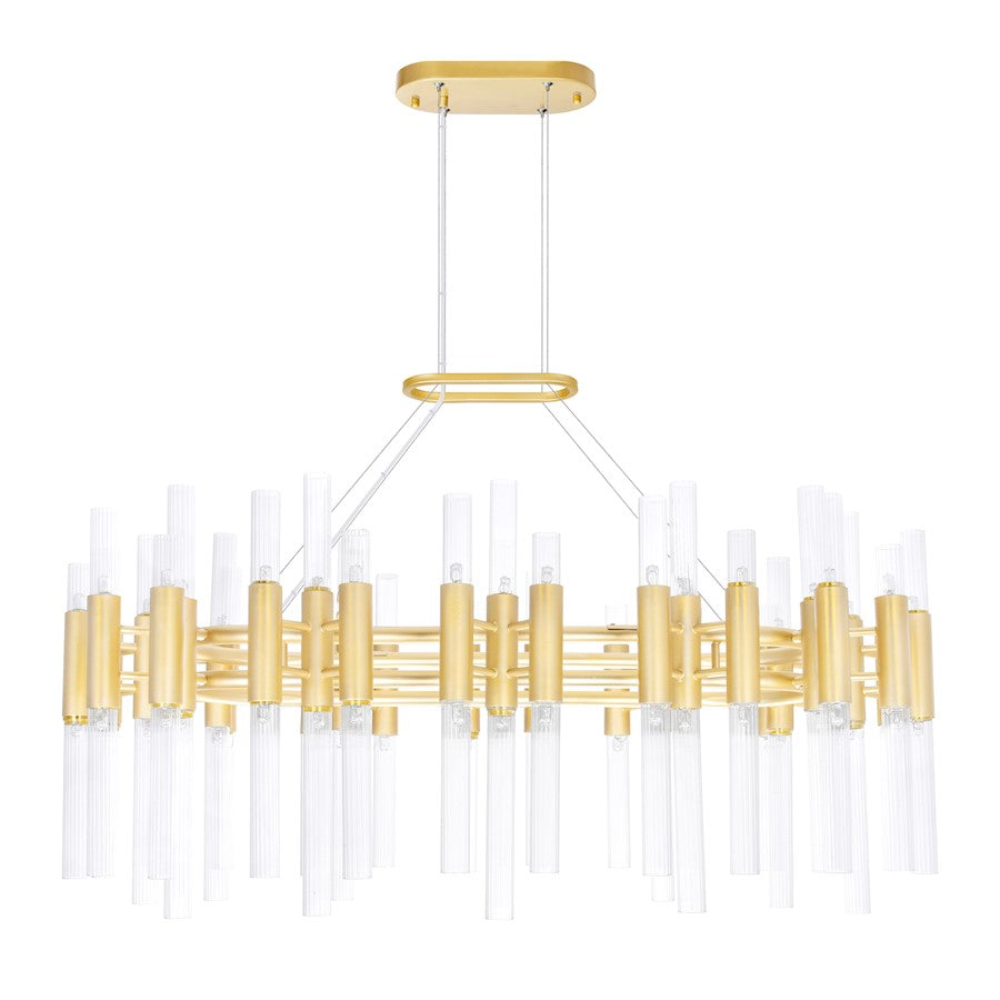 72-Light 39" Down Chandelier, Satin Gold