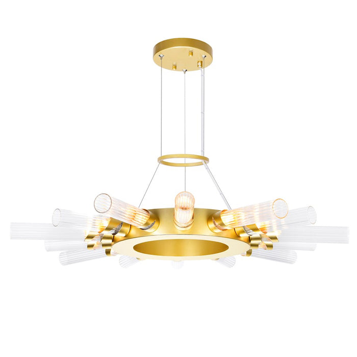 CWI Lighting Collar 14 Light Chandelier, Satin Gold/Clear - 1121P28-14-602