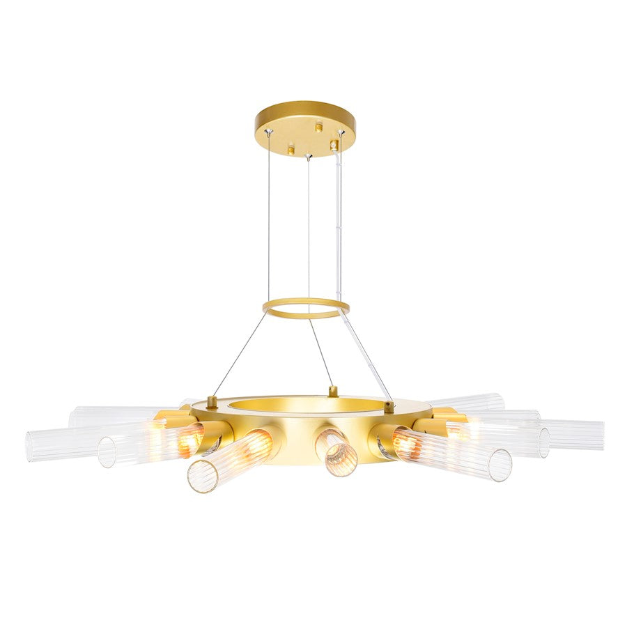 14 Light Chandelier, Satin Gold