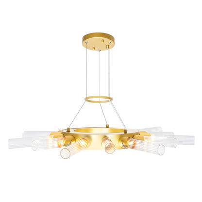 14 Light Chandelier, Satin Gold