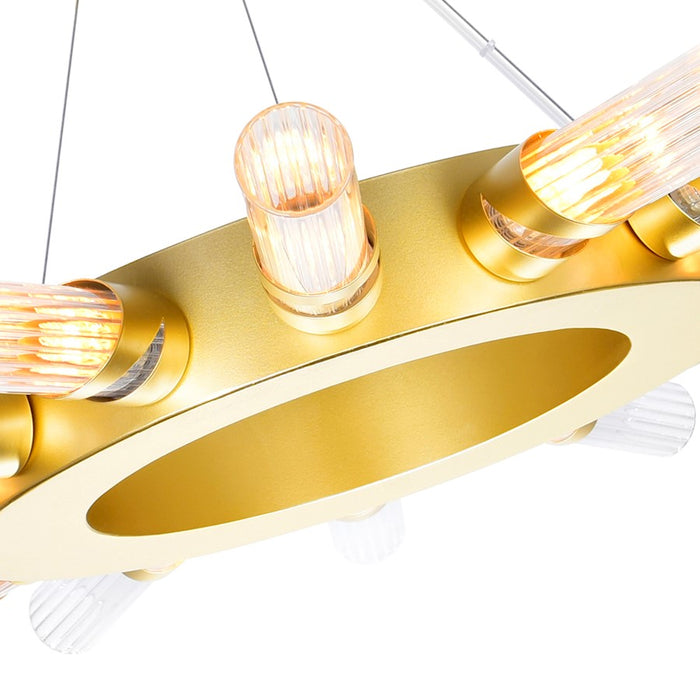CWI Lighting Collar 14 Light Chandelier, Satin Gold/Clear