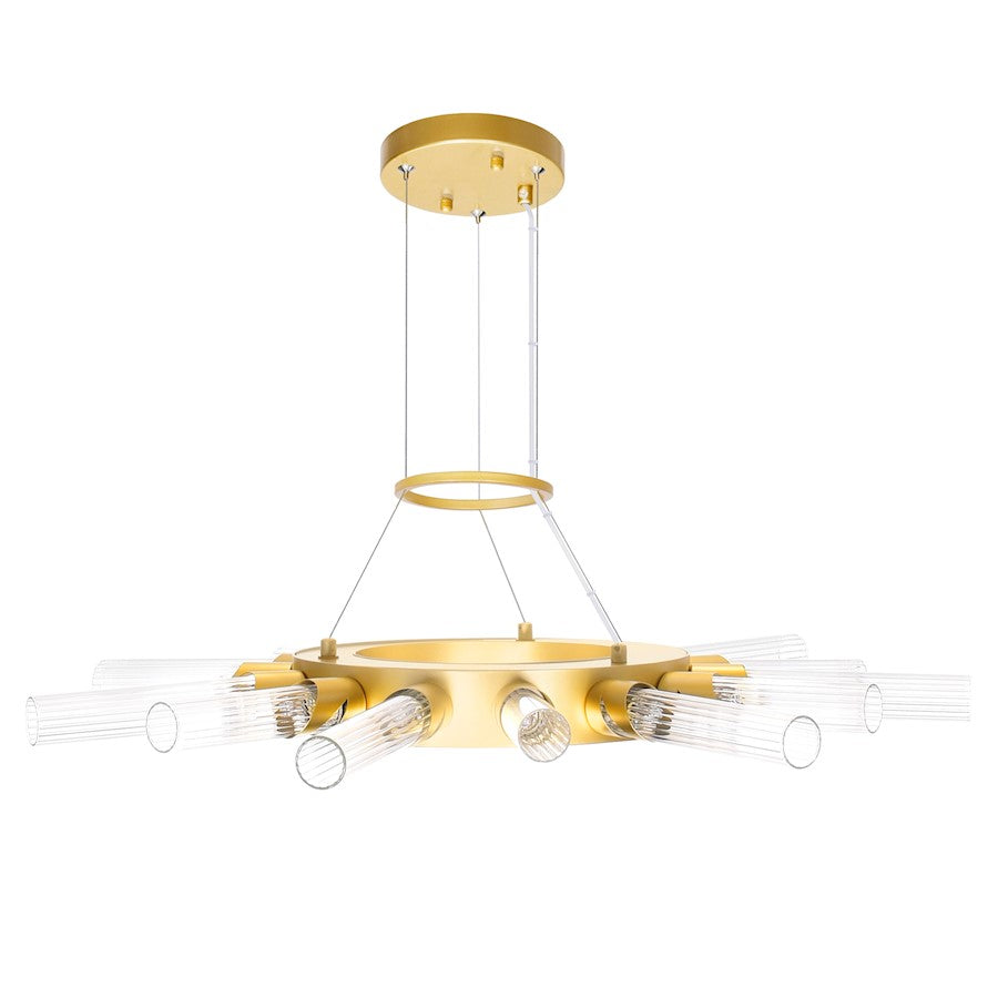 14 Light Chandelier, Satin Gold