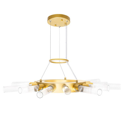 14 Light Chandelier, Satin Gold