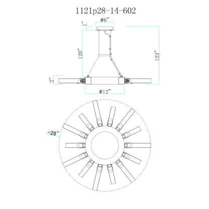 14 Light Chandelier, Satin Gold