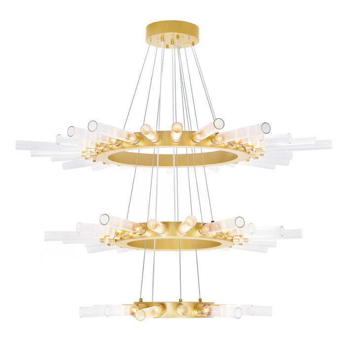 CWI Lighting Collar 63 Light Chandelier, Satin Gold/Clear - 1121P48-63-602