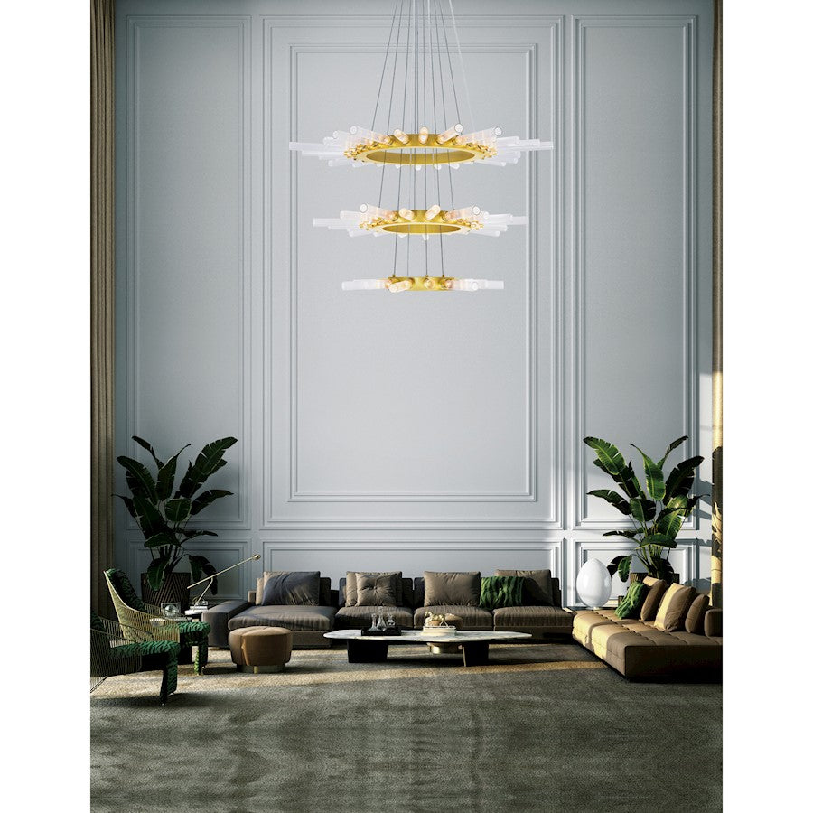 63 Light Chandelier, Satin Gold