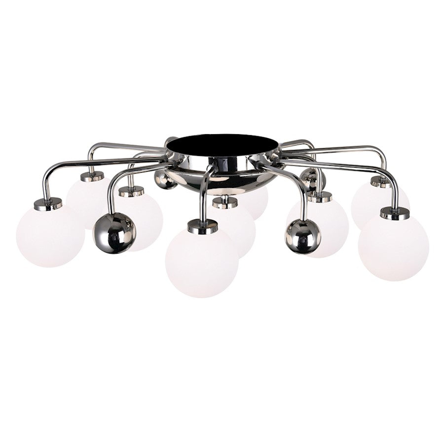 CWI Element 9 Light Flush Mount, Polished Nickel/Frosted