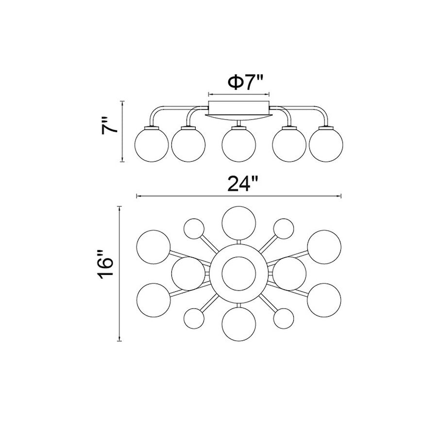 CWI Element 9 Light Flush Mount, Polished Nickel/Frosted