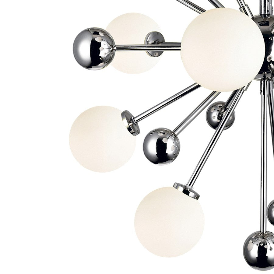 8 Light Chandelier, Polished Nickel