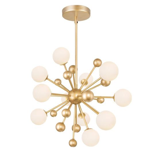 CWI Element 11 Light Chandelier, Sun Gold/Frosted - 1125P24-11-268