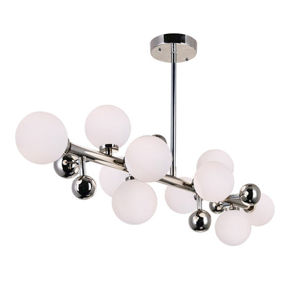 10 Light Chandelier, Polished Nickel