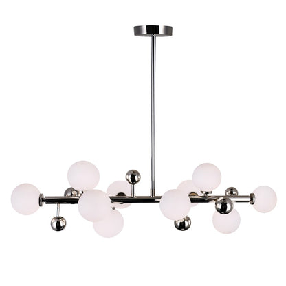 10 Light Chandelier, Polished Nickel