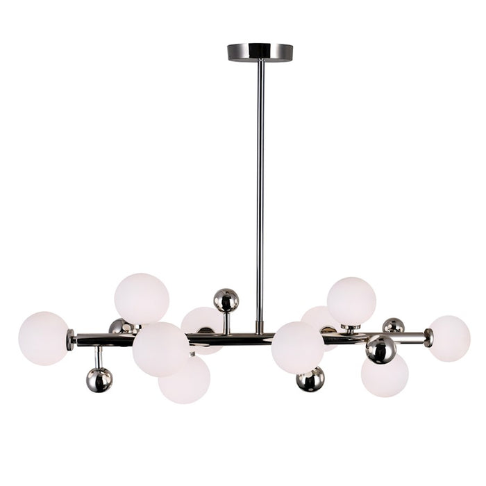CWI Element 10 Light Chandelier, Polished Nickel/Frosted
