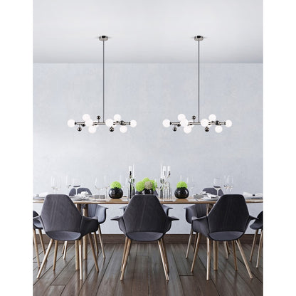 10 Light Chandelier, Polished Nickel